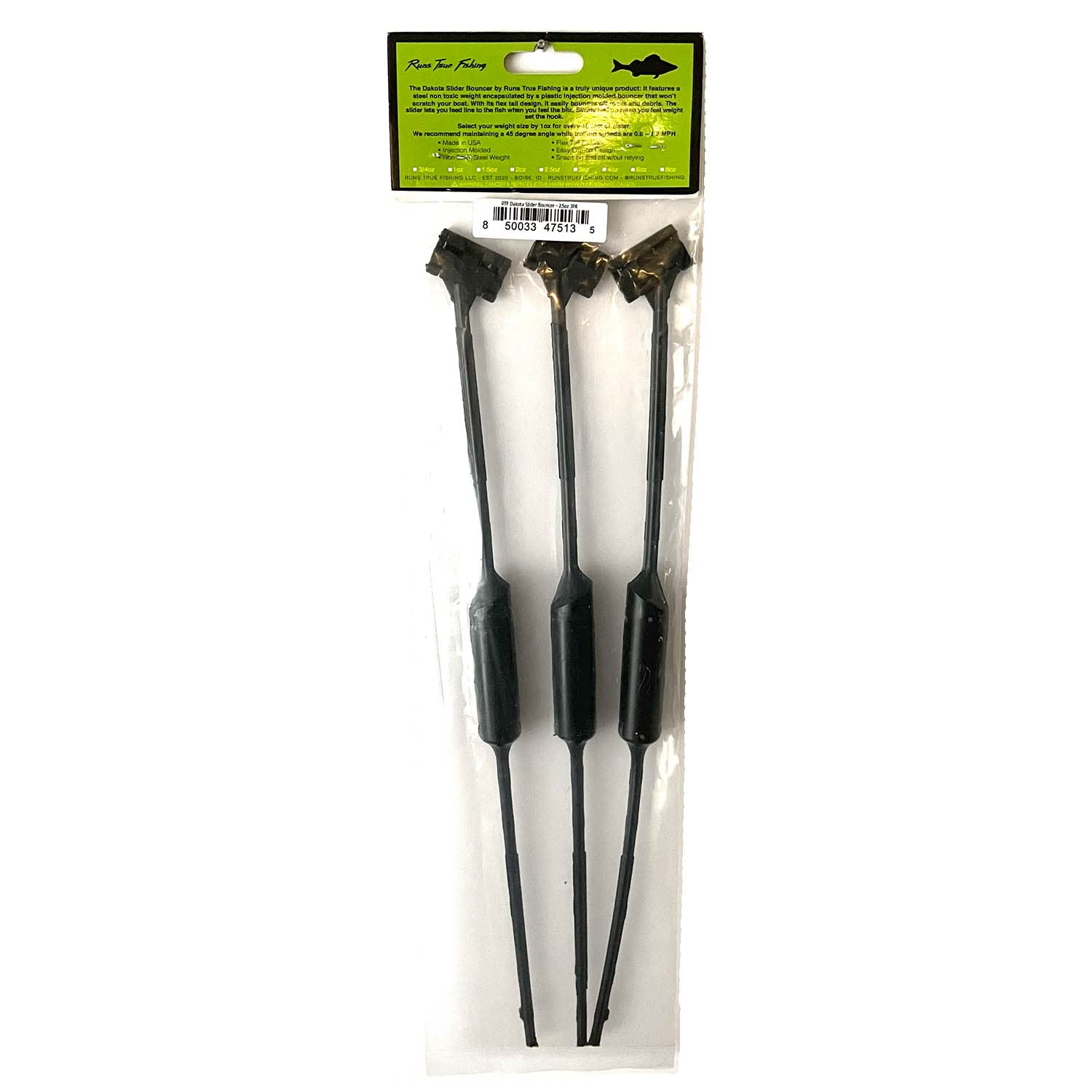 RTF Dakota Slider Bouncer deflects snags with rugged Flextail during rocky casts.
