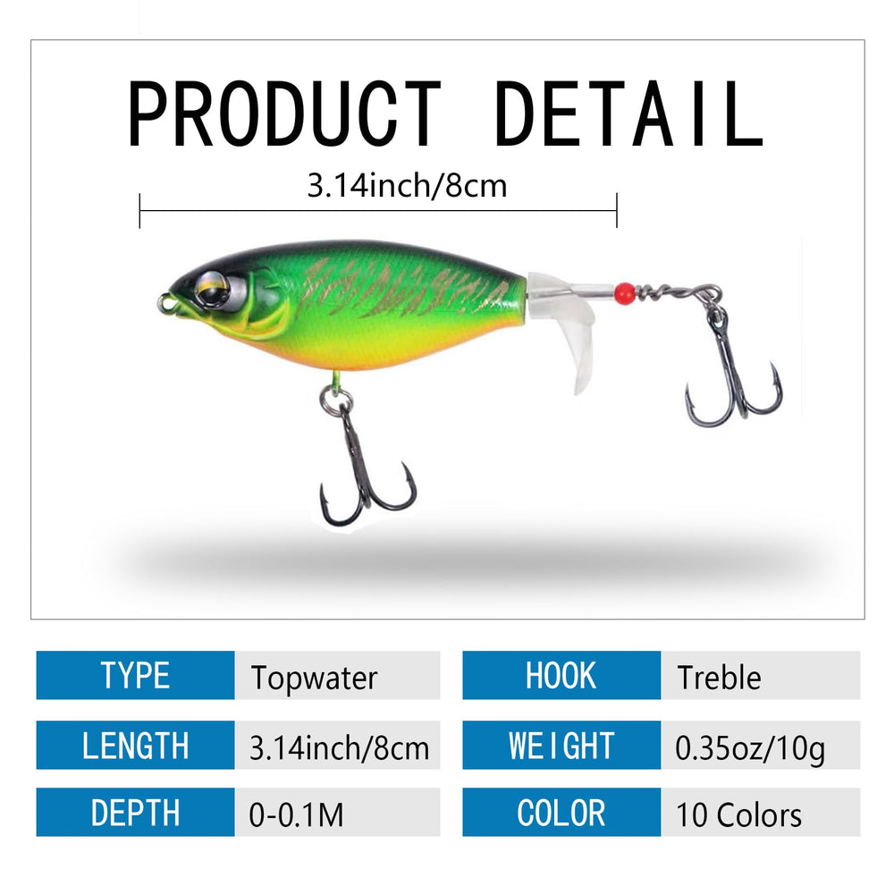 Bass topwater lure set with 3D eyes