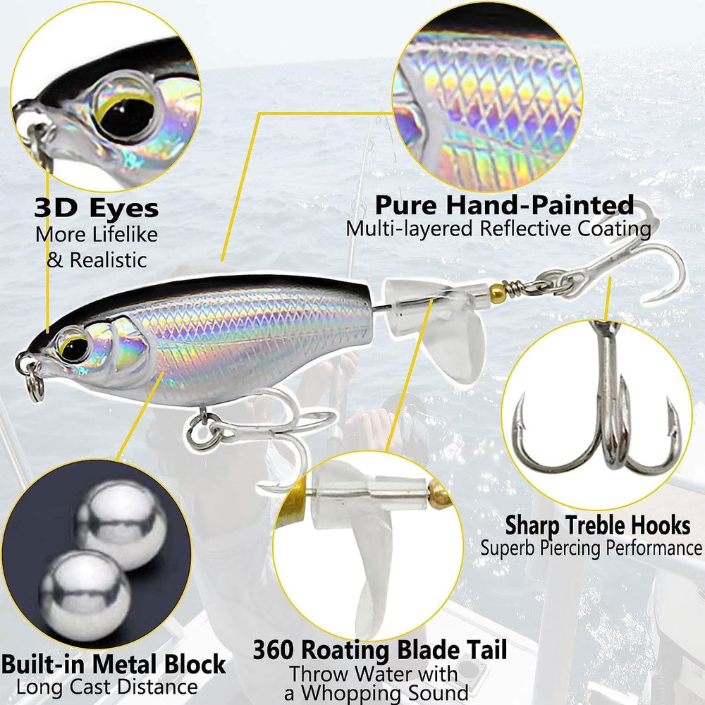 ABS material topwater lures with rotating blade tail