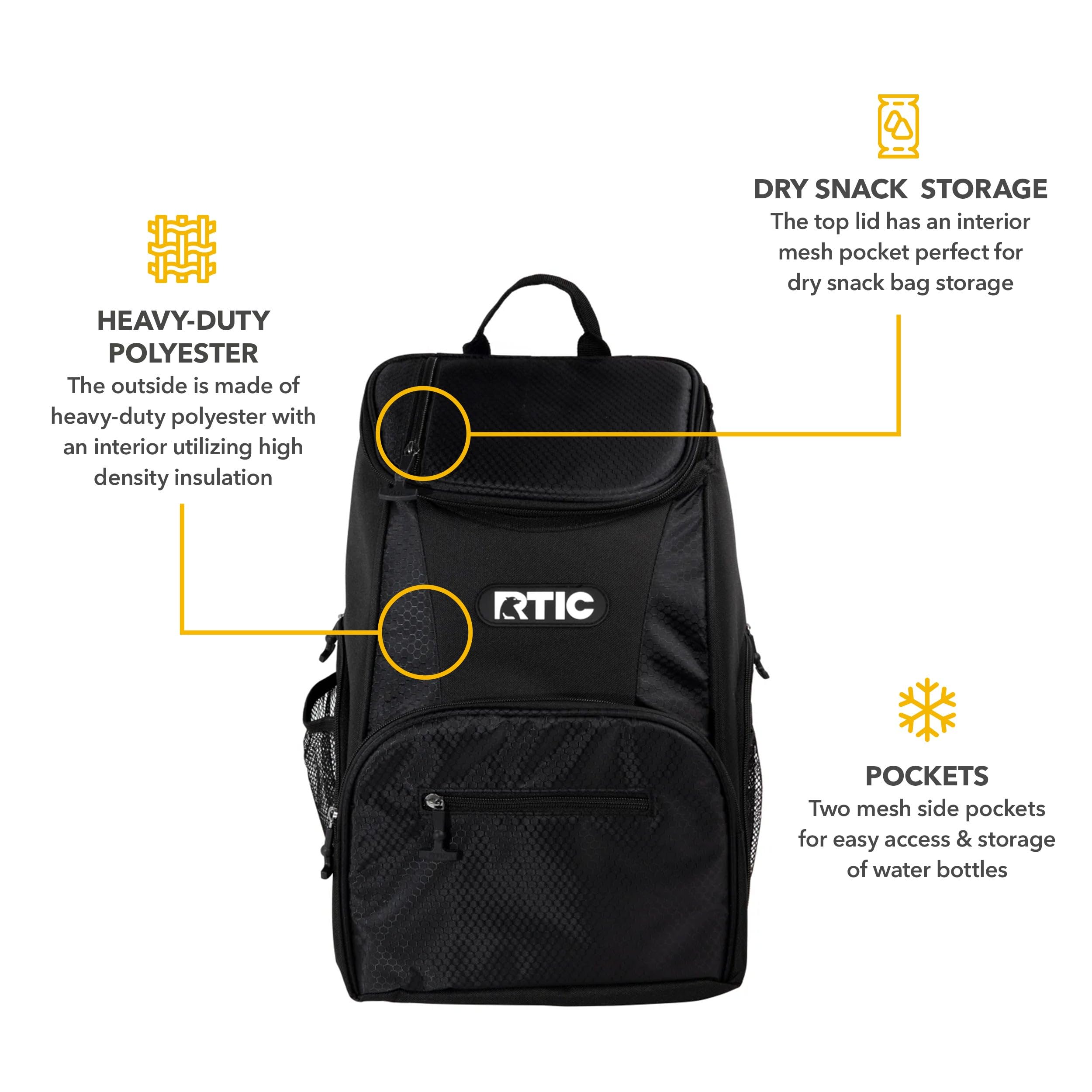 RTIC 15 Can Backpack Cooler full capacity supports 15 cans for picnics