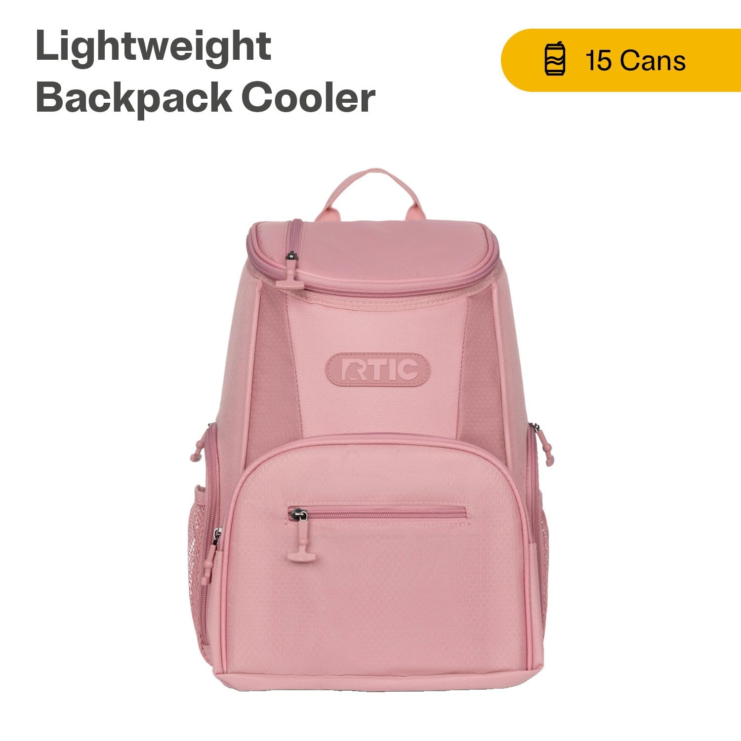 RTIC 15 Can Backpack Cooler side pockets hold water bottles for quick access