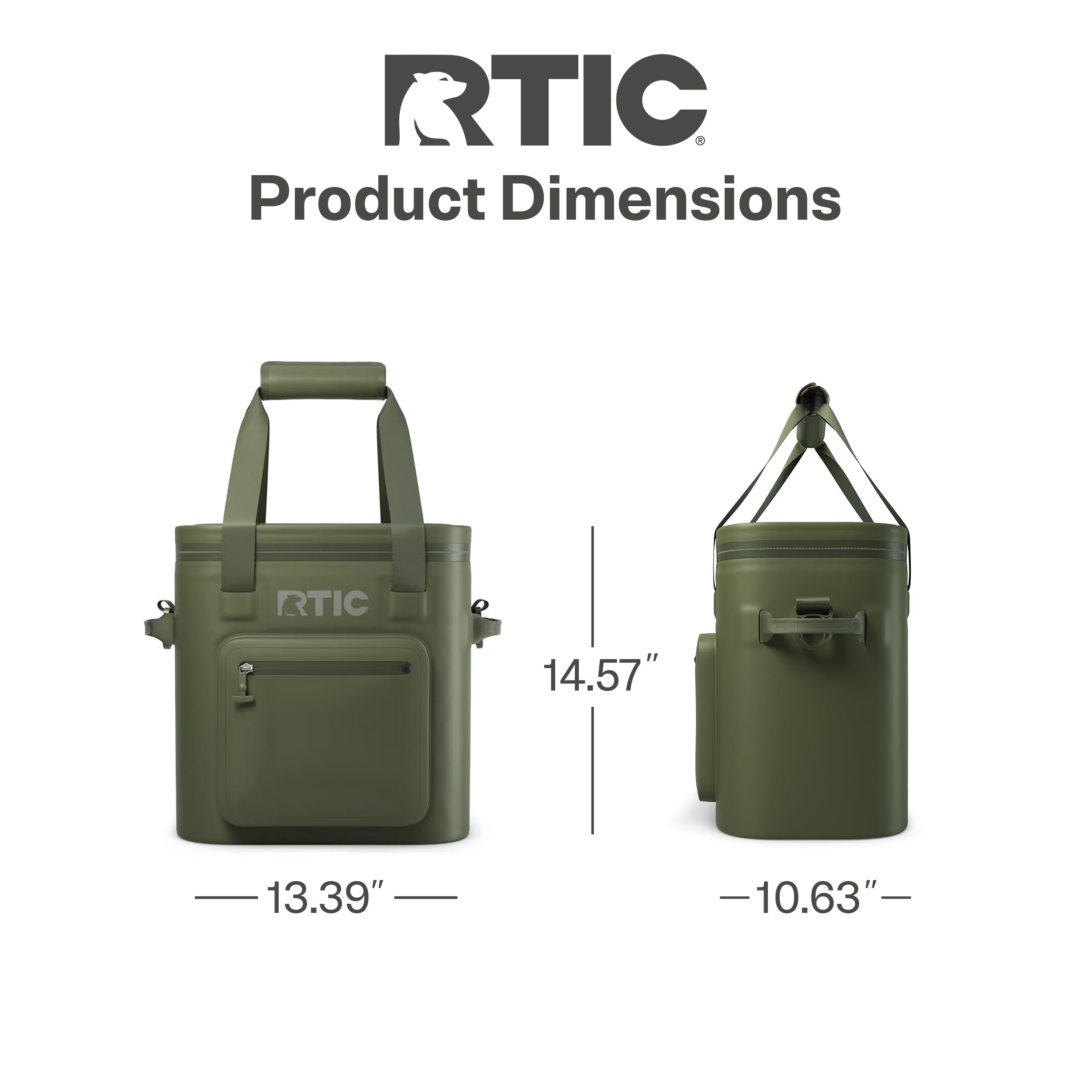 RTIC 20-Can Ultra-Tough Soft Cooler Pro olive waterproof pocket stores valuables