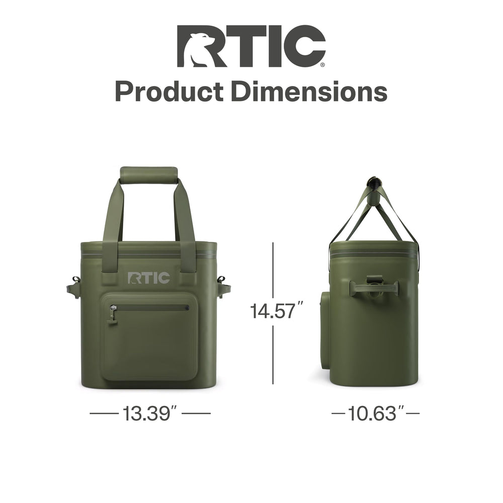 RTIC 20-Can Ultra-Tough Soft Cooler Pro olive waterproof pocket stores valuables