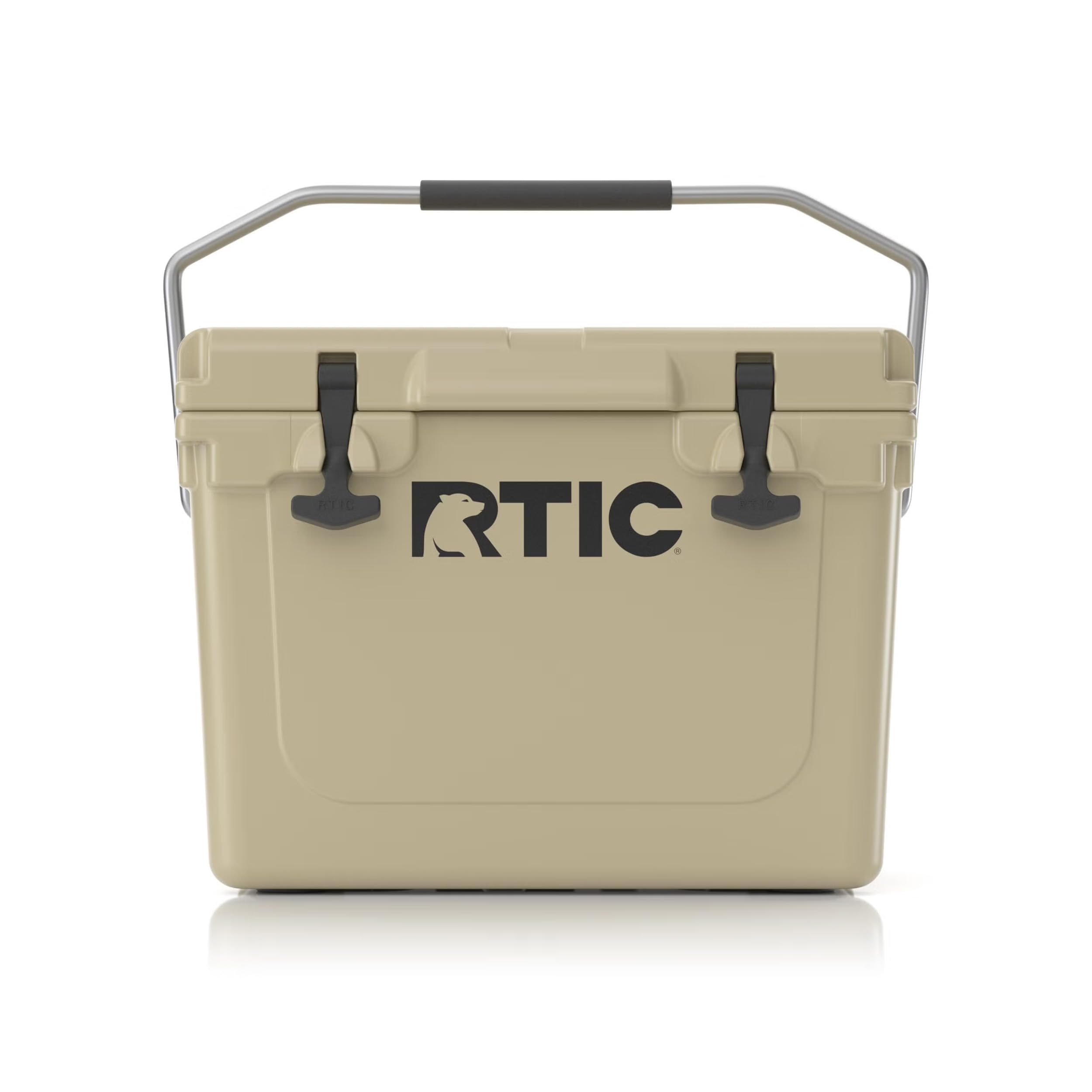 RTIC 20 QT Ultra-Tough cooler, front view, rugged exterior designed for outdoor use.