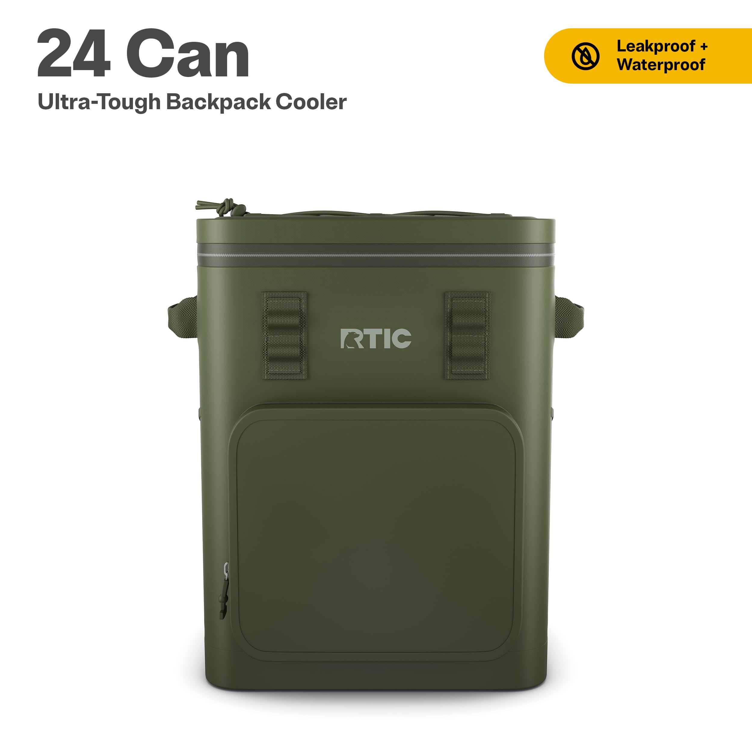RTIC Olive Cooler with Cold Lock Press Lid, top view for quick access.