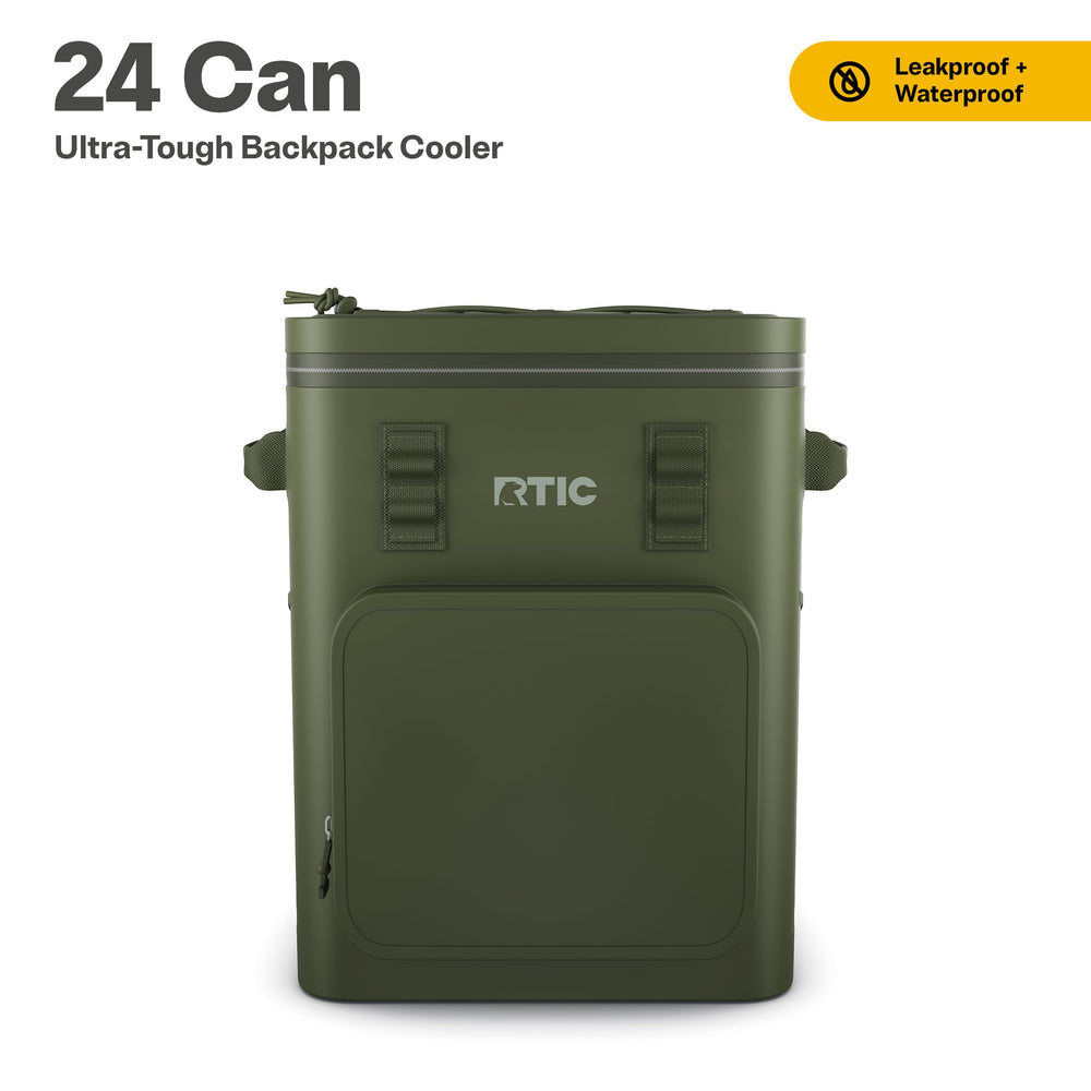 RTIC Olive Cooler with Cold Lock Press Lid, top view for quick access.