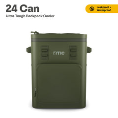 RTIC Olive Cooler with Cold Lock Press Lid, top view for quick access.
