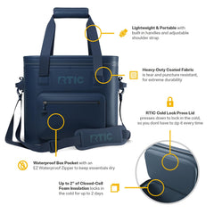 RTIC 30 Can Ultra-Tough Soft Cooler Pro with Cold Lock Lid provides quick, secure access.
