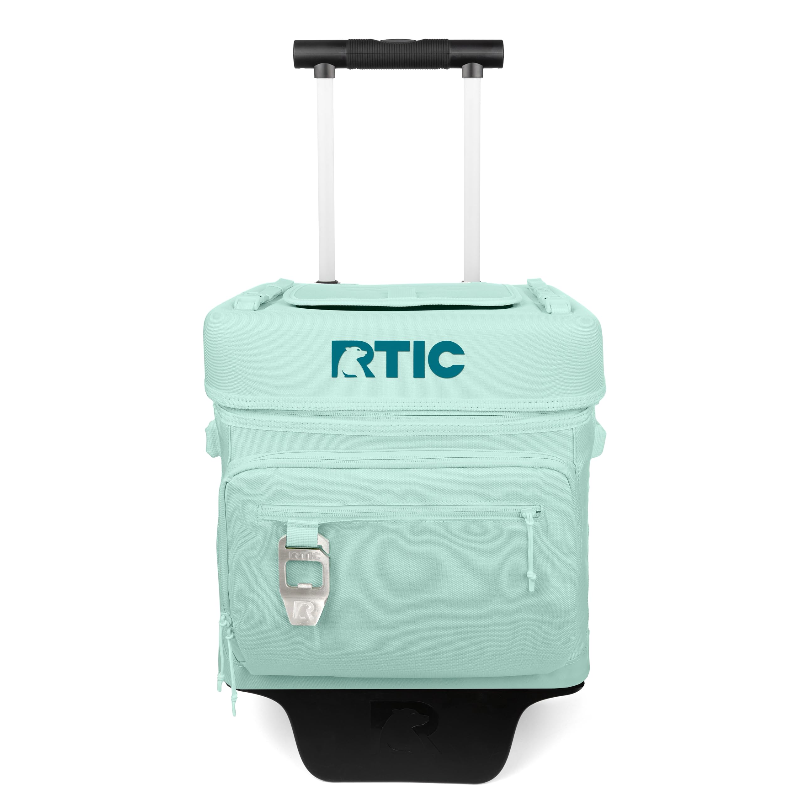RTIC 40 Can Everyday Wheeled Cooler on rough terrain for easy transport