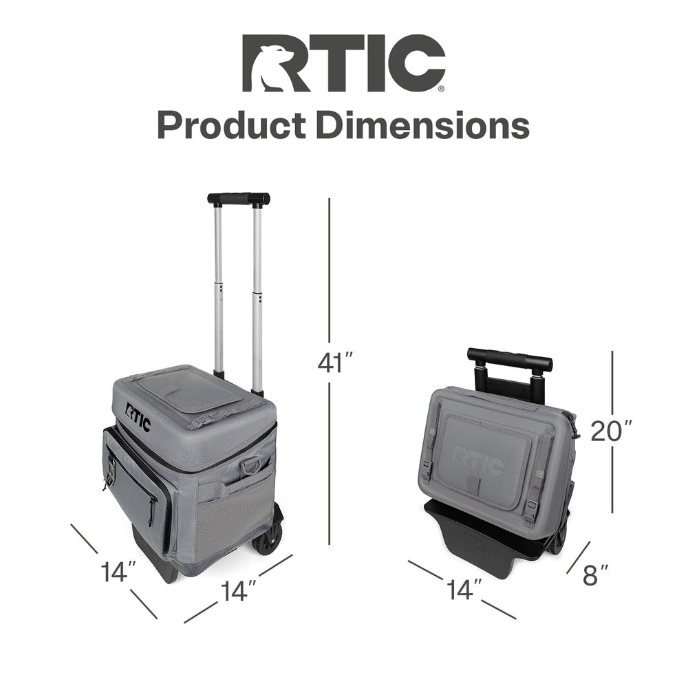 RTIC 40-Can wheeled cooler in collapsible design for compact storage.
