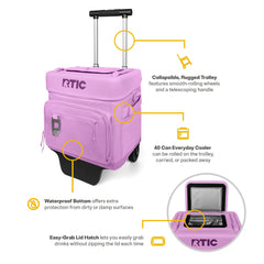 RTIC 40 Can wheeled cooler collapsible design saves space in storage or vehicles.