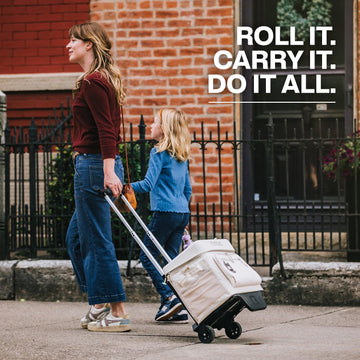 RTIC 40 Can wheeled cooler with leak-free liner to prevent spills.