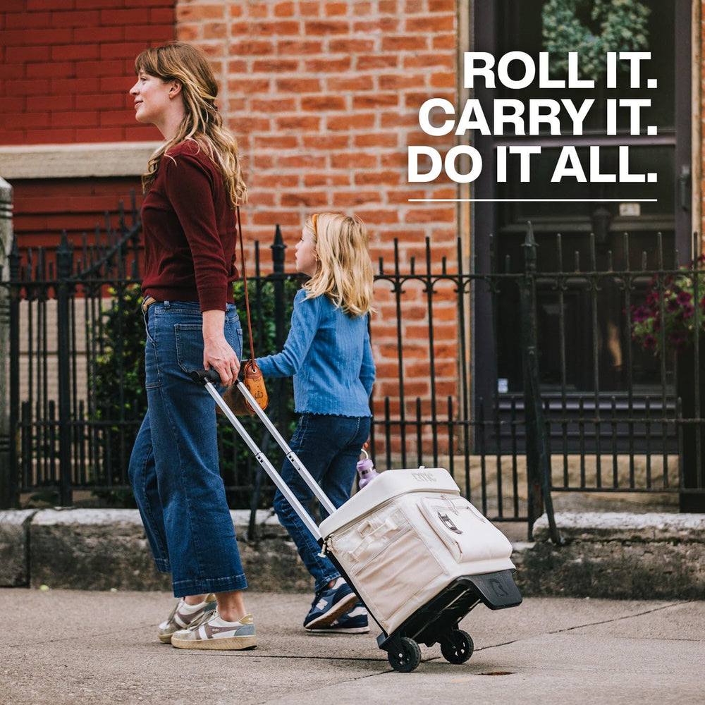 RTIC 40 Can wheeled cooler with leak-free liner to prevent spills.