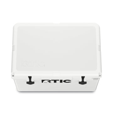 RTIC 45QT cooler on beach-ready scene for picnics and boating.