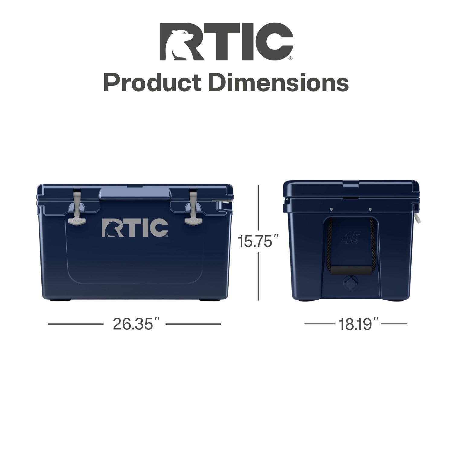 RTIC 45 QT Ultra-Tough Cooler silicone cargo net and lid storage for small items