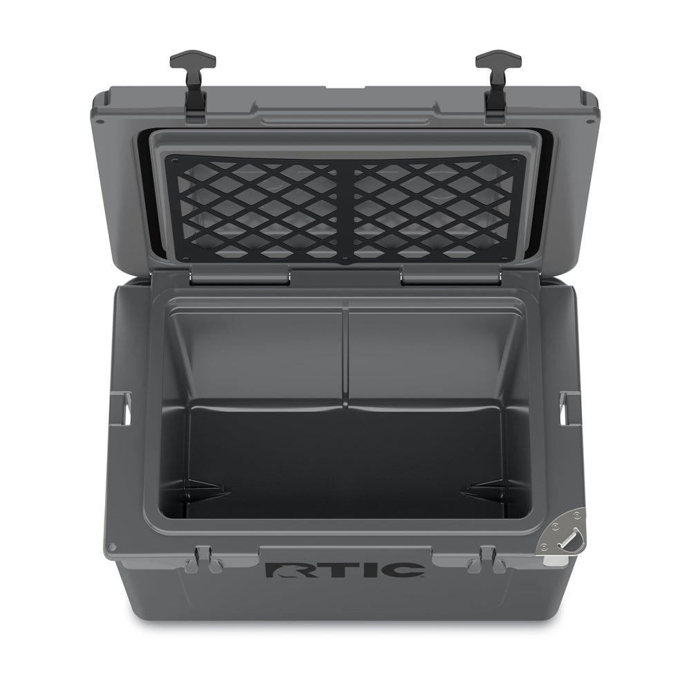 RTIC 45QT Ultra-Tough cooler lid features a cargo net for compact storage