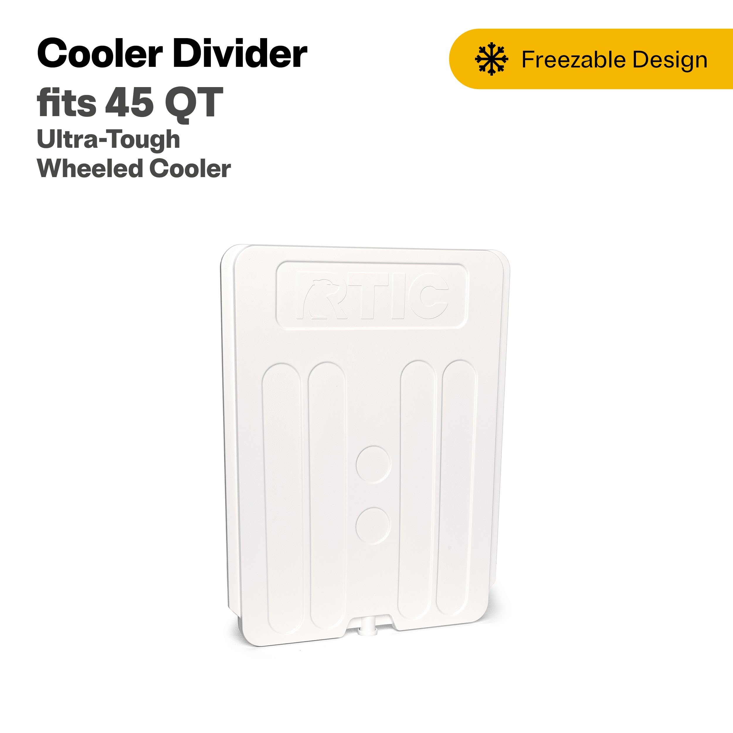RTIC divider fitting shows precise compatibility with the 45 QT wheeled cooler.