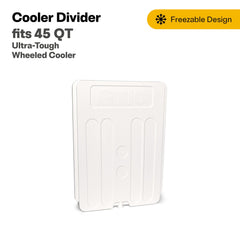 RTIC divider fitting shows precise compatibility with the 45 QT wheeled cooler.