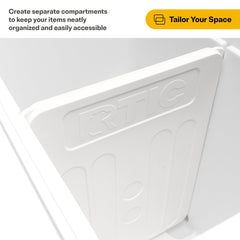 RTIC divider organization image demonstrates optimized space for snacks and drinks.