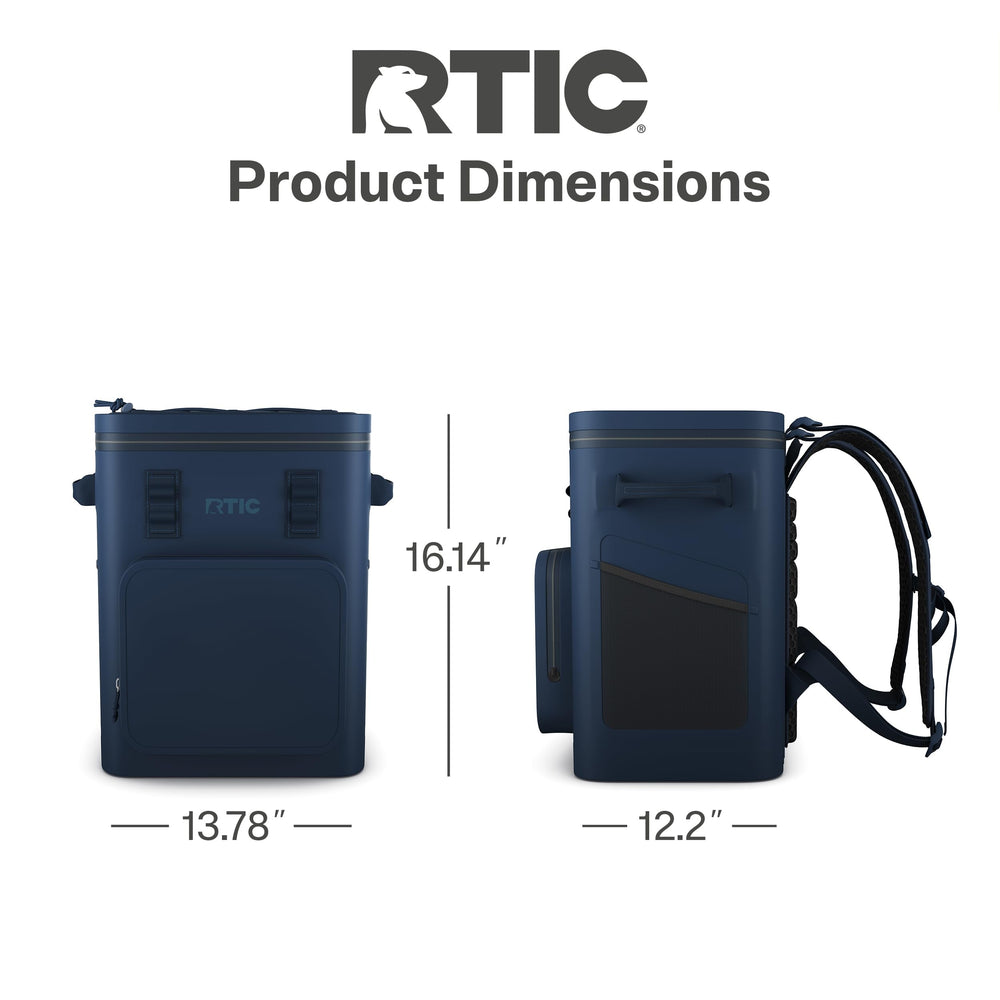 RTIC backpack cooler durable heavy fabric withstands rugged outdoor use.