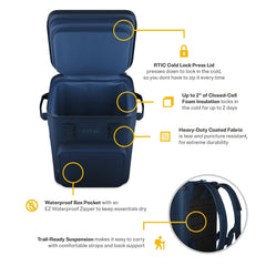 RTIC backpack cooler interior is waterproof for leakproof transport.