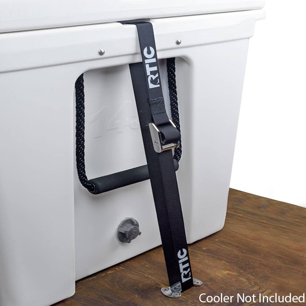 RTIC Cooler Tie Down Kit in-use secures a hard cooler on rugged trails.