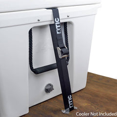 RTIC Cooler Tie Down Kit in-use secures a hard cooler on rugged trails.