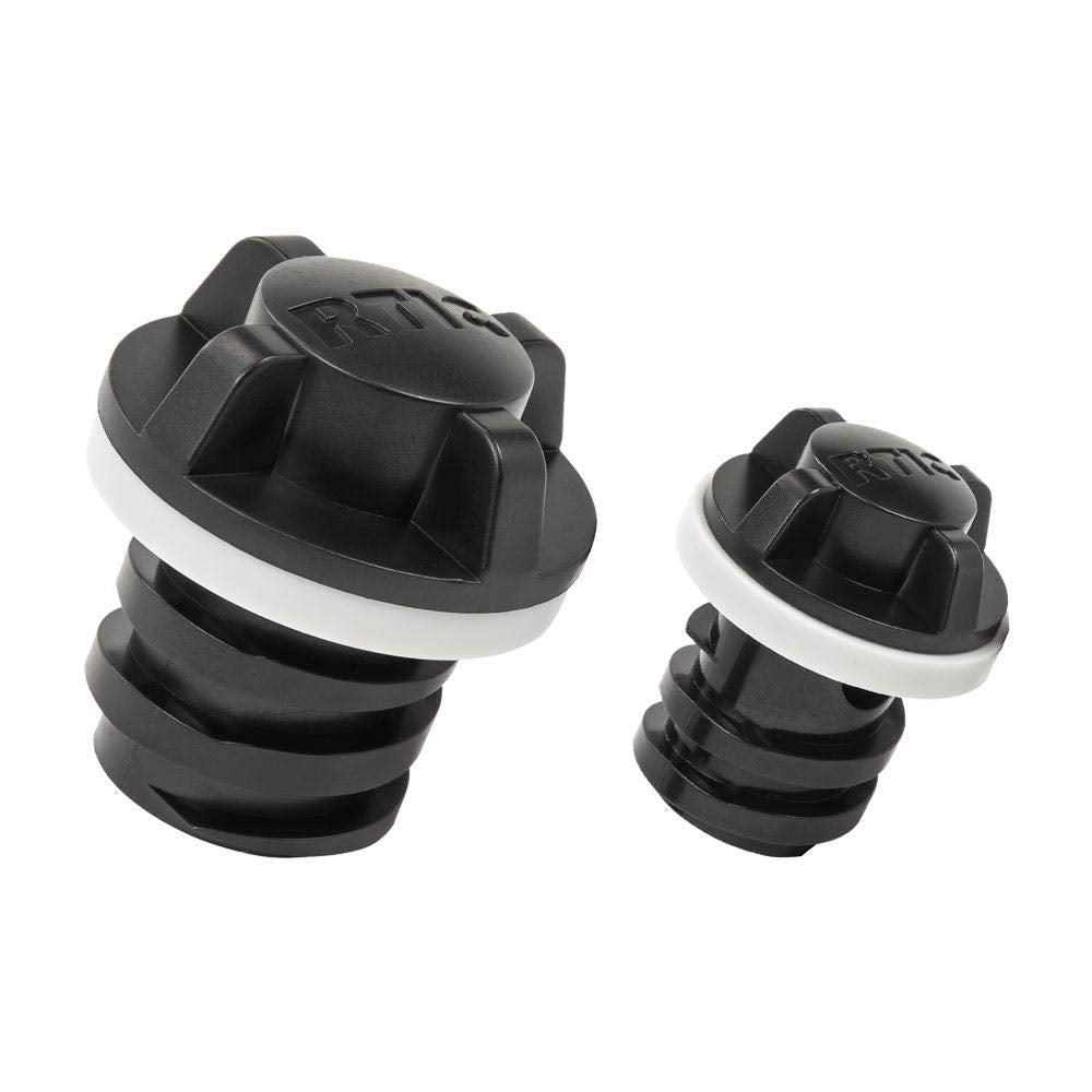 RTIC drain plug cap secured, helping prevent leaks and maintain cold contents.