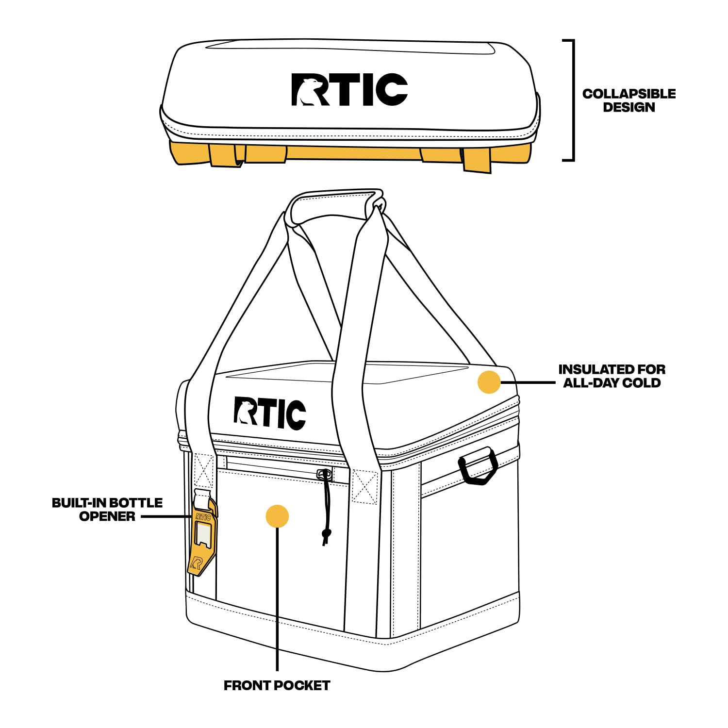 RTIC Everyday Cooler collapsible lid simplifies storage at home or in a bag.