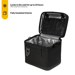 RTIC Everyday Cooler showing interior and exterior pockets for organization.