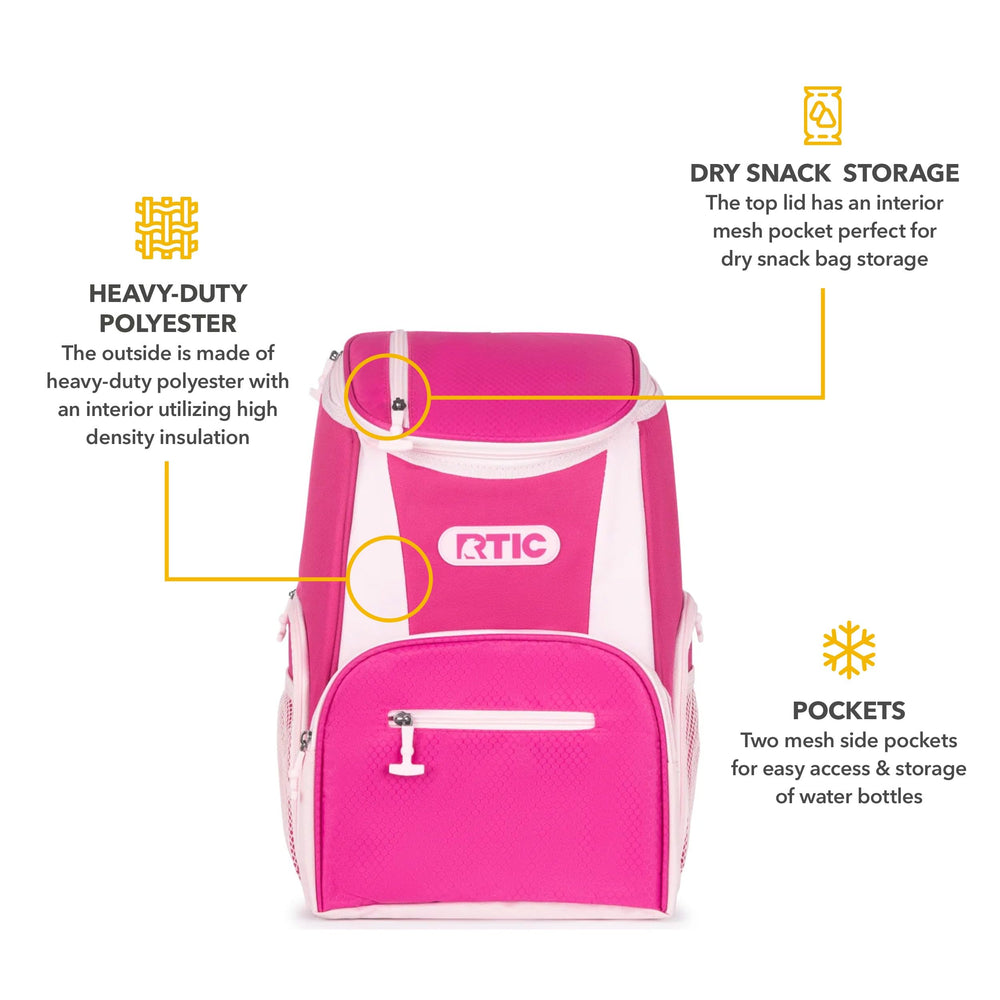 RTIC back panel and straps simplify carrying on camping trips and commutes.
