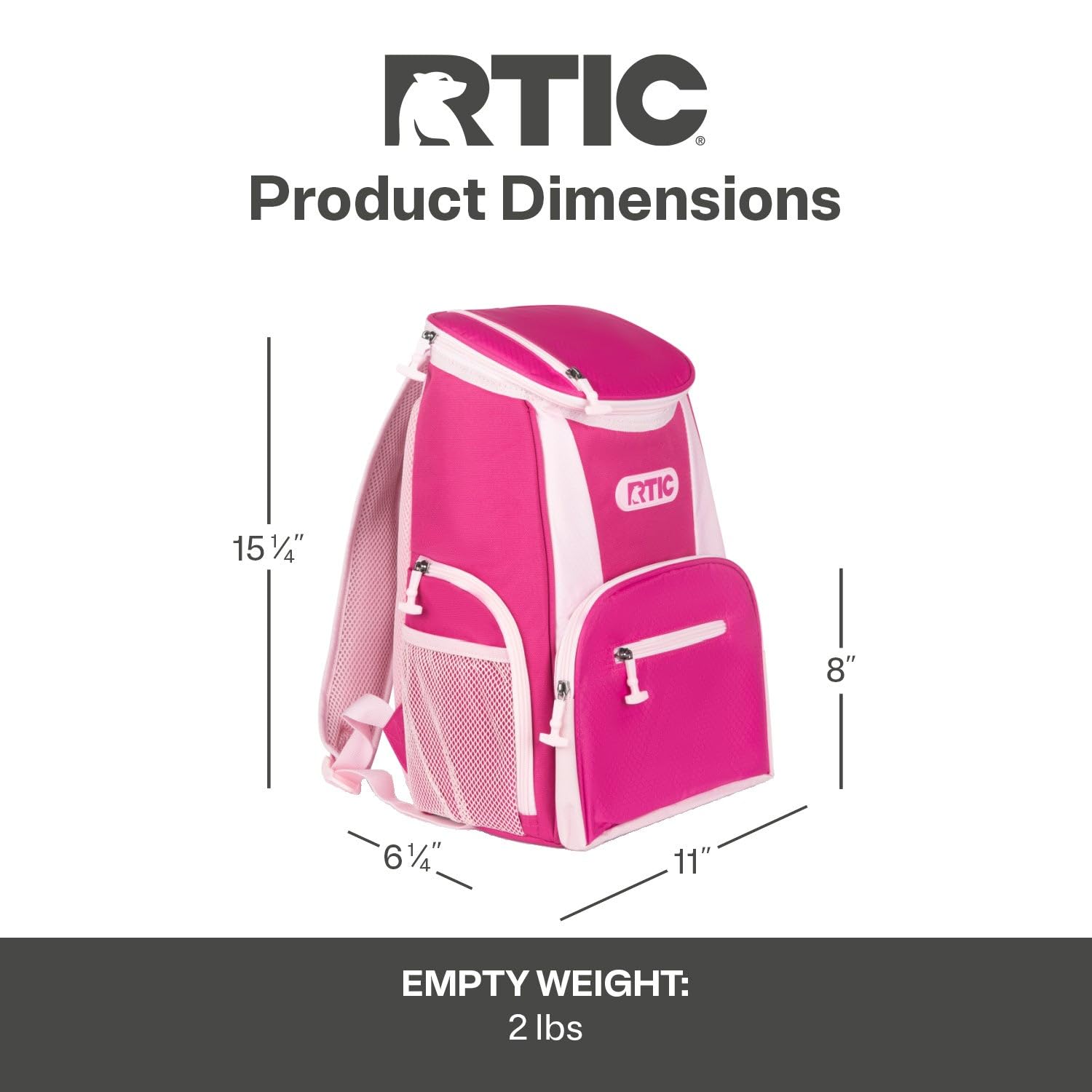 RTIC compact size fits easily in backpacks or suitcases for travel.