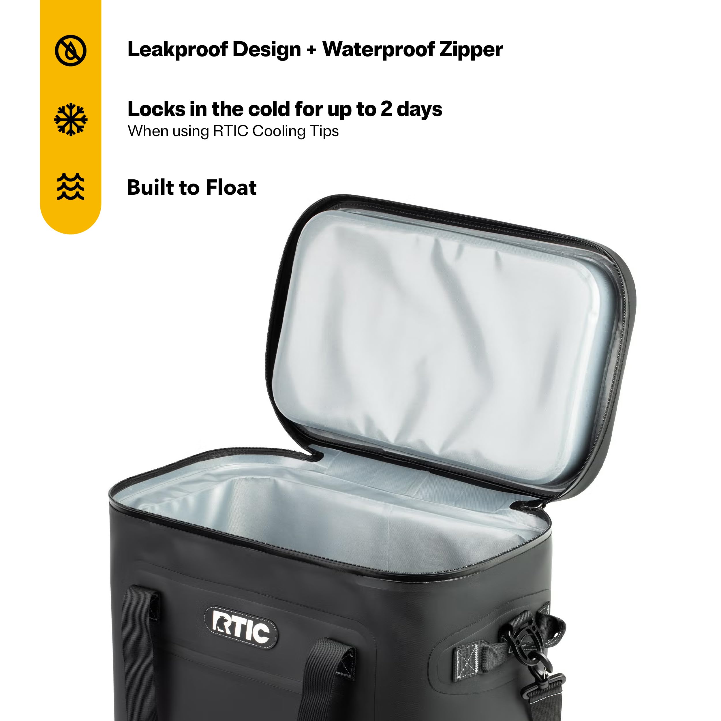 RTIC Soft Cooler 40 Can floating on water for summer days.