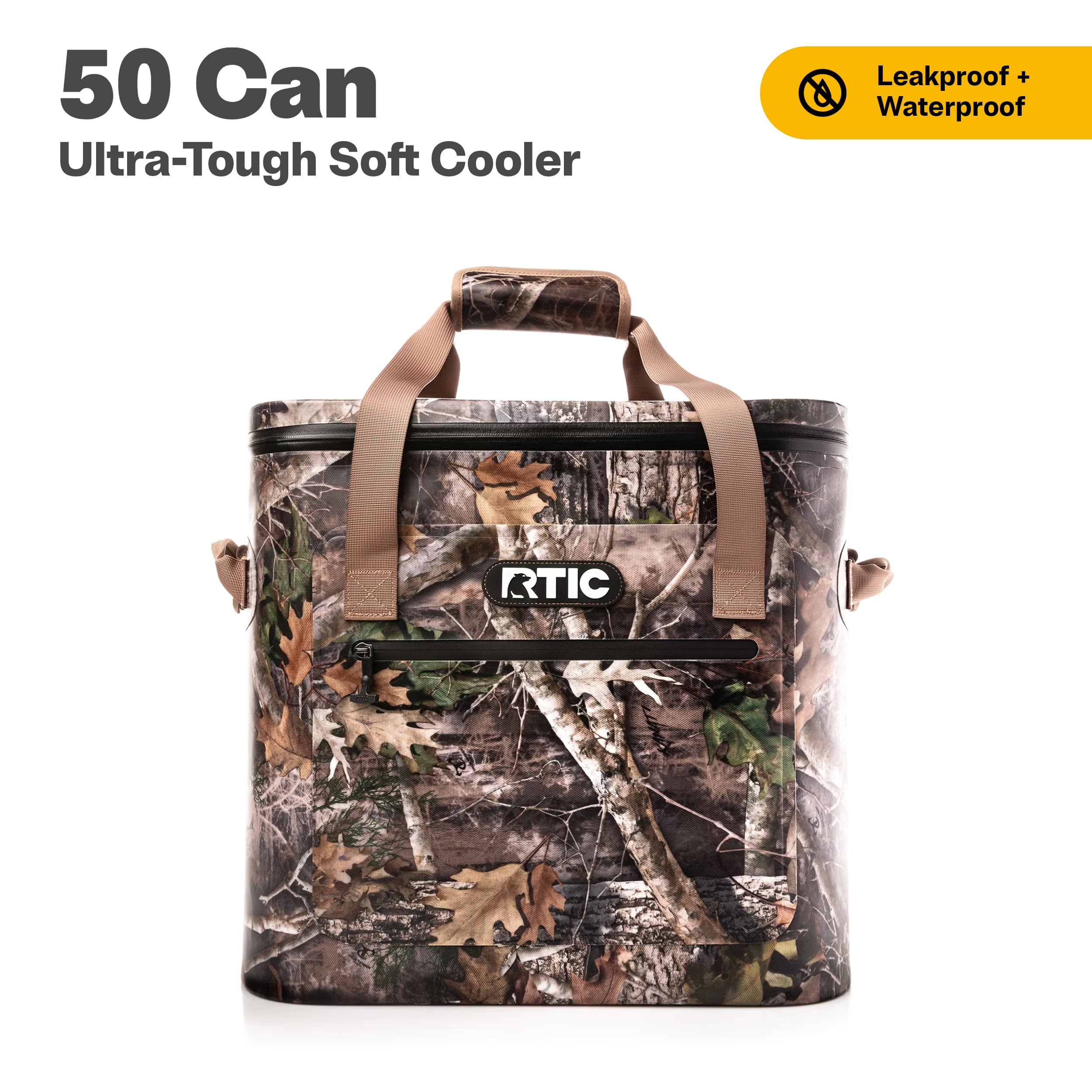 RTIC Soft Cooler 50 Can leak-proof zipper prevents spills during trips.