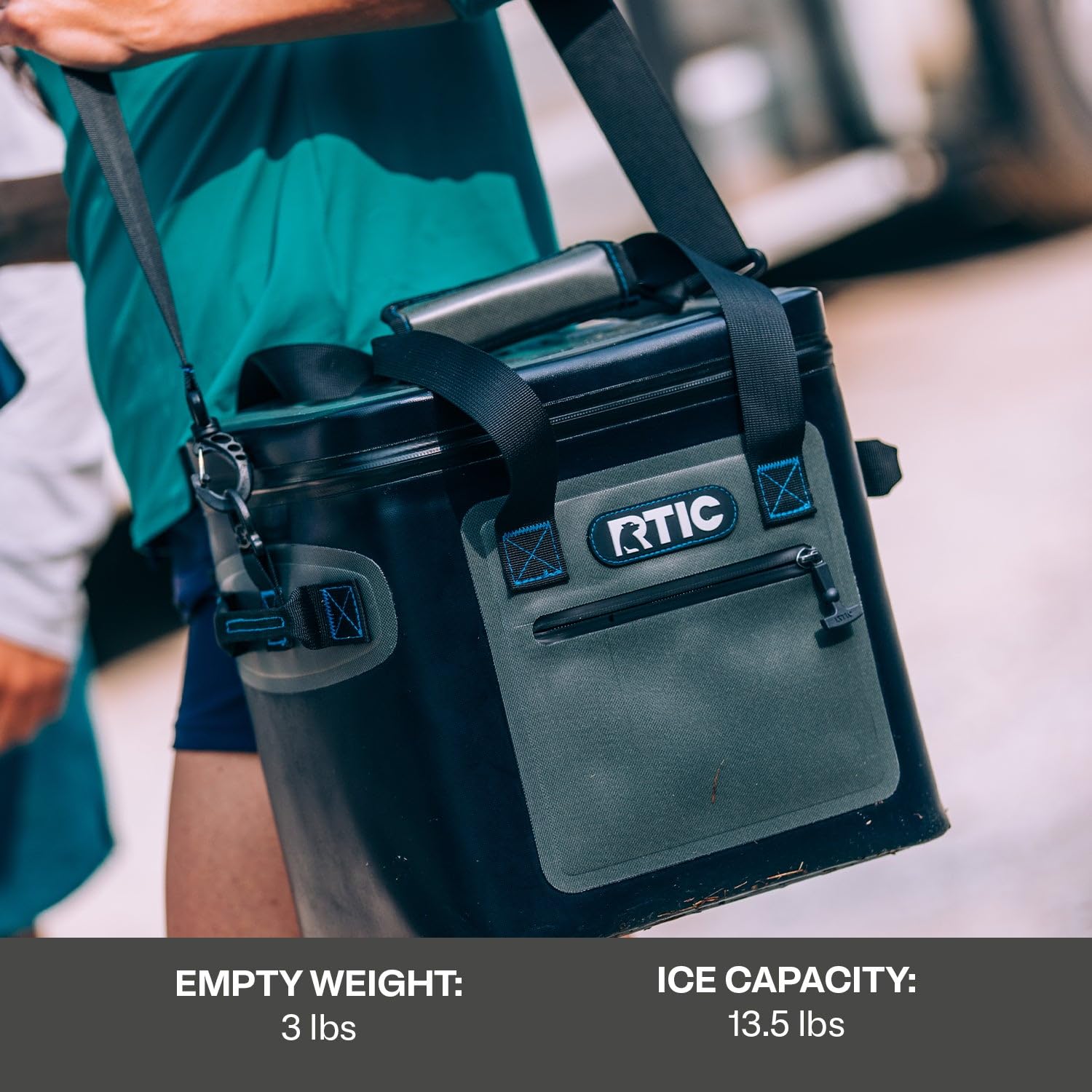 RTIC Soft Cooler on a sunny beach shows versatile lunch and drinks use.
