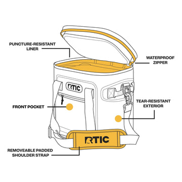 Durable nylon exterior of RTIC Soft Cooler for rugged outdoor use