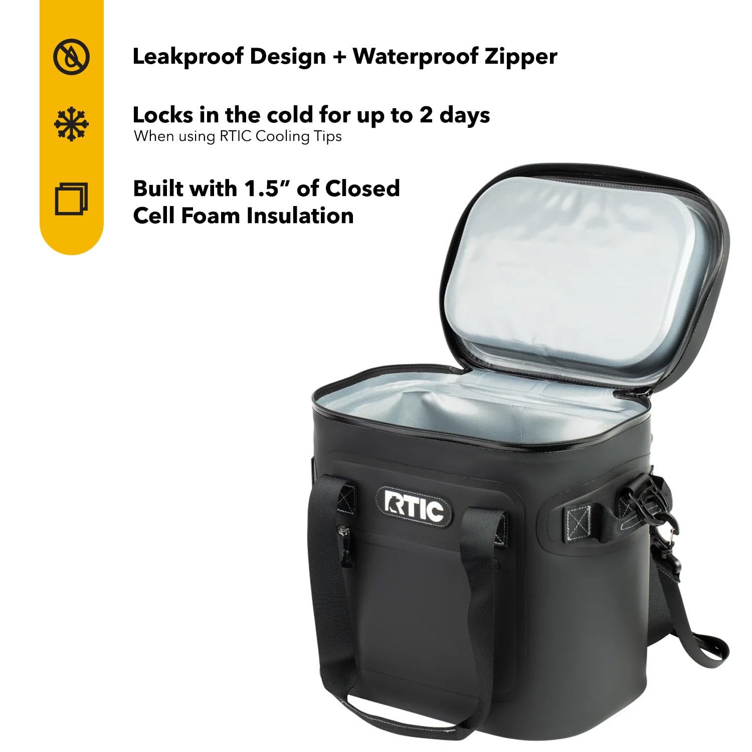 Close-up of RTIC EZ waterproof zipper on the soft cooler