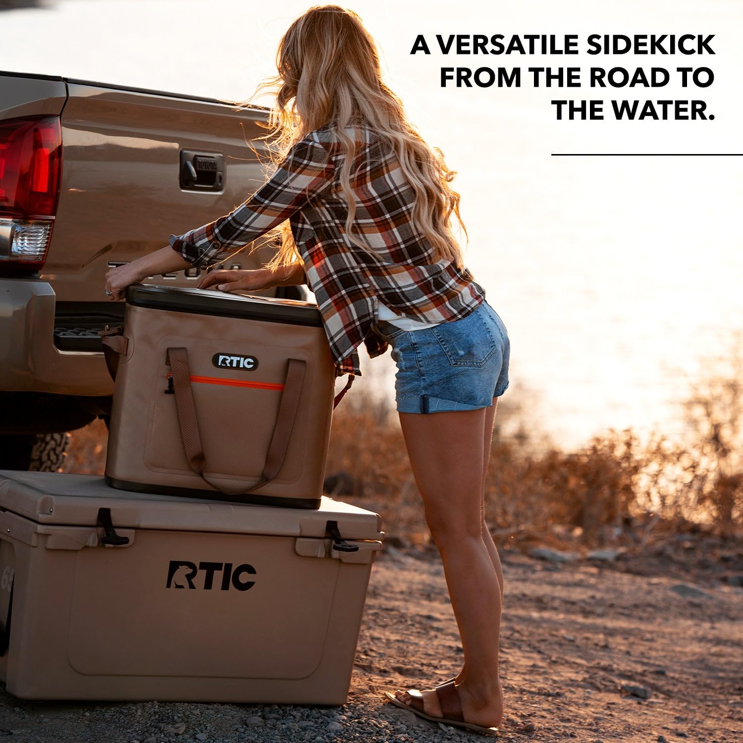 RTIC Soft Cooler multi-use setup for lunch or beach trips.