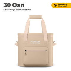 RTIC Soft Cooler Pro waterproof exterior pocket protects keys and phone.