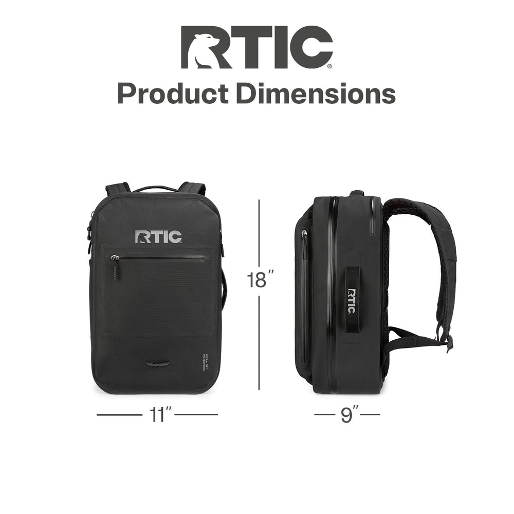 RTIC Ultra Dry Backpack with luggage strap for travel ease.