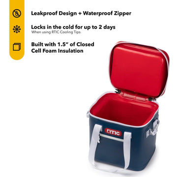 RTIC Ultra-Tough Soft Cooler floats on water for poolside or lakeside snacks.