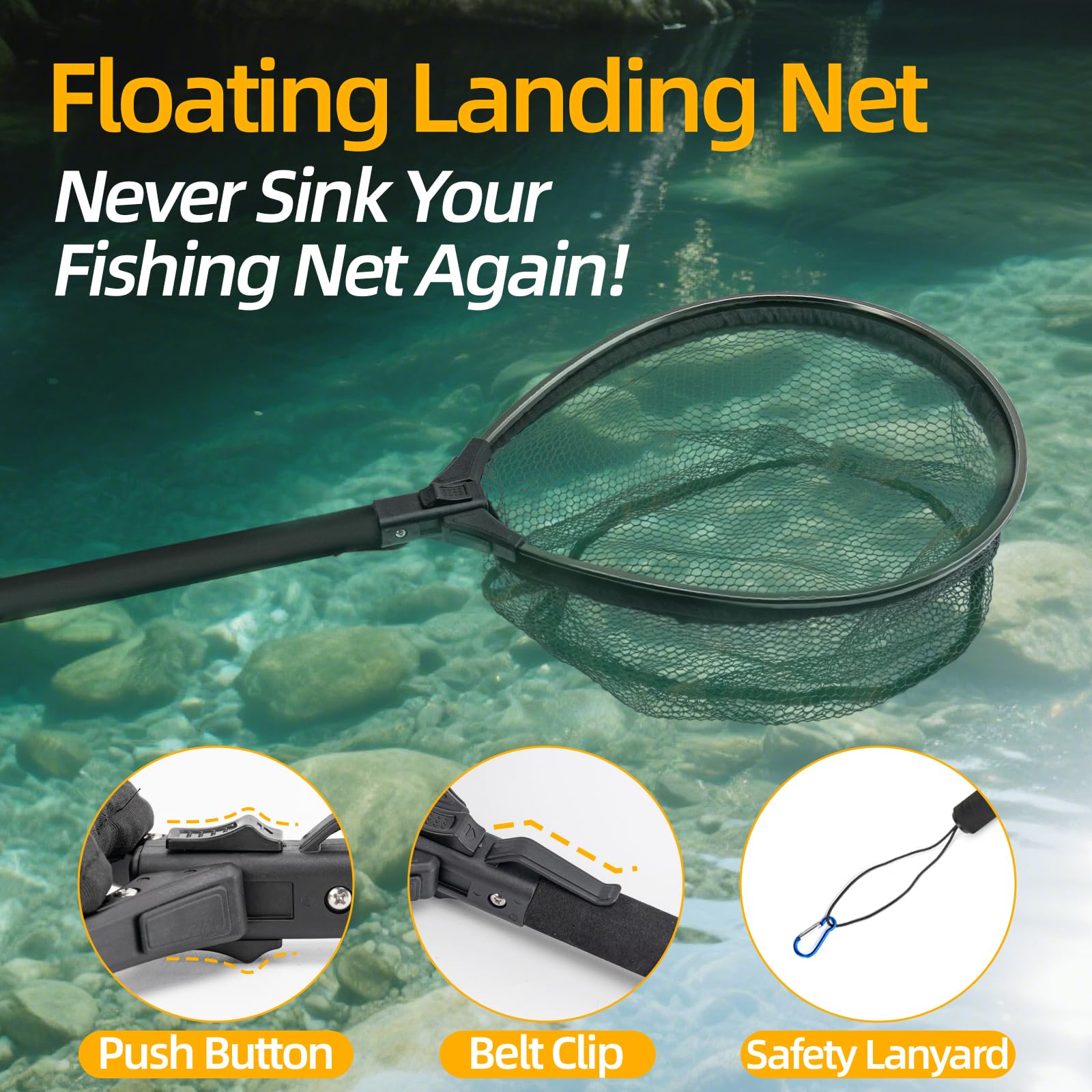 Rubber-coated fishing net with buoyant foam ring