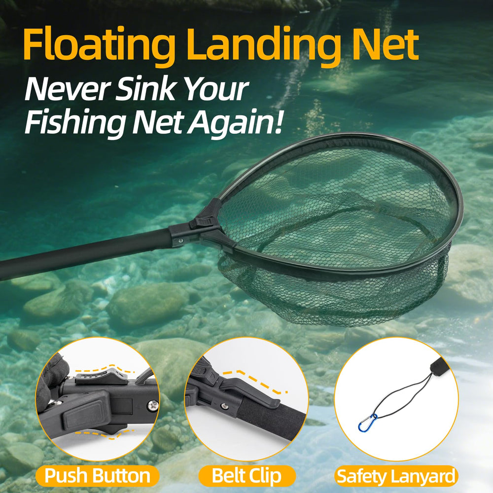 Rubber-coated fishing net with buoyant foam ring