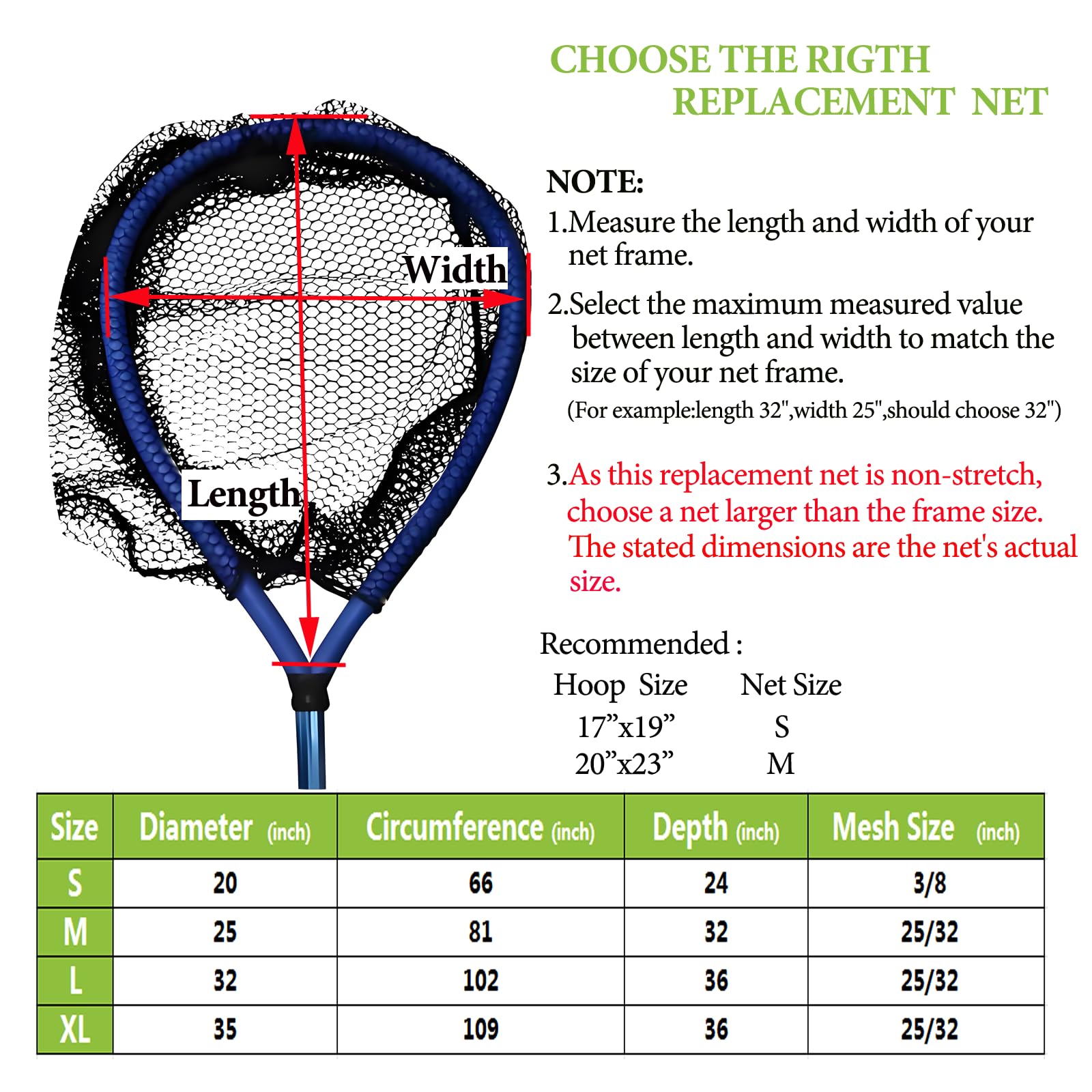 Rubber-coated nylon landing net replacement close-up showing grip