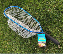 Rudder Fly Fishing Landing Net Rectangle with Rubber Net for Trout Catch and Release