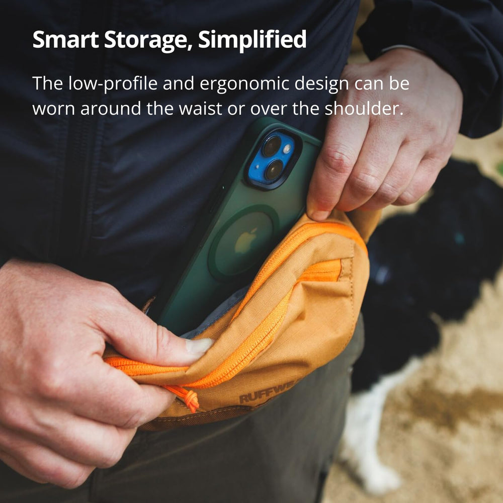 Ruffwear Home Trail Hip Pack two zippered compartments organize essentials.