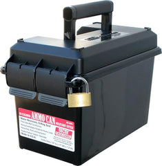 Rugged polypropylene ammo can with interior space and dual latching system