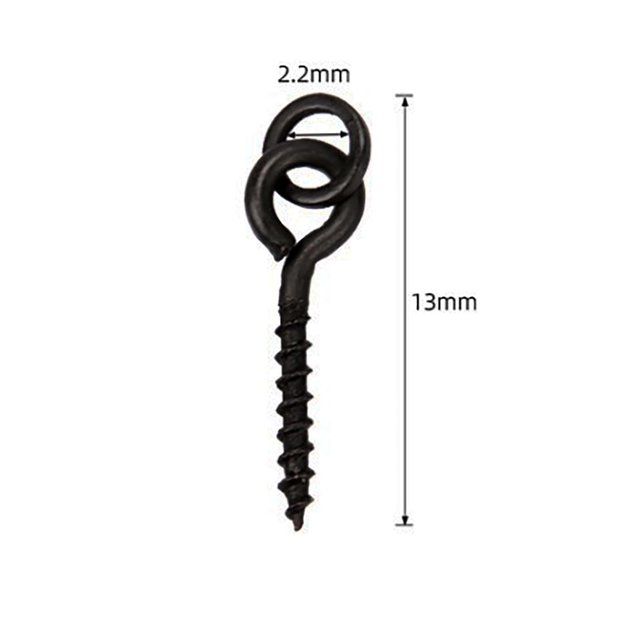 Close-up of bait screws with rings in black