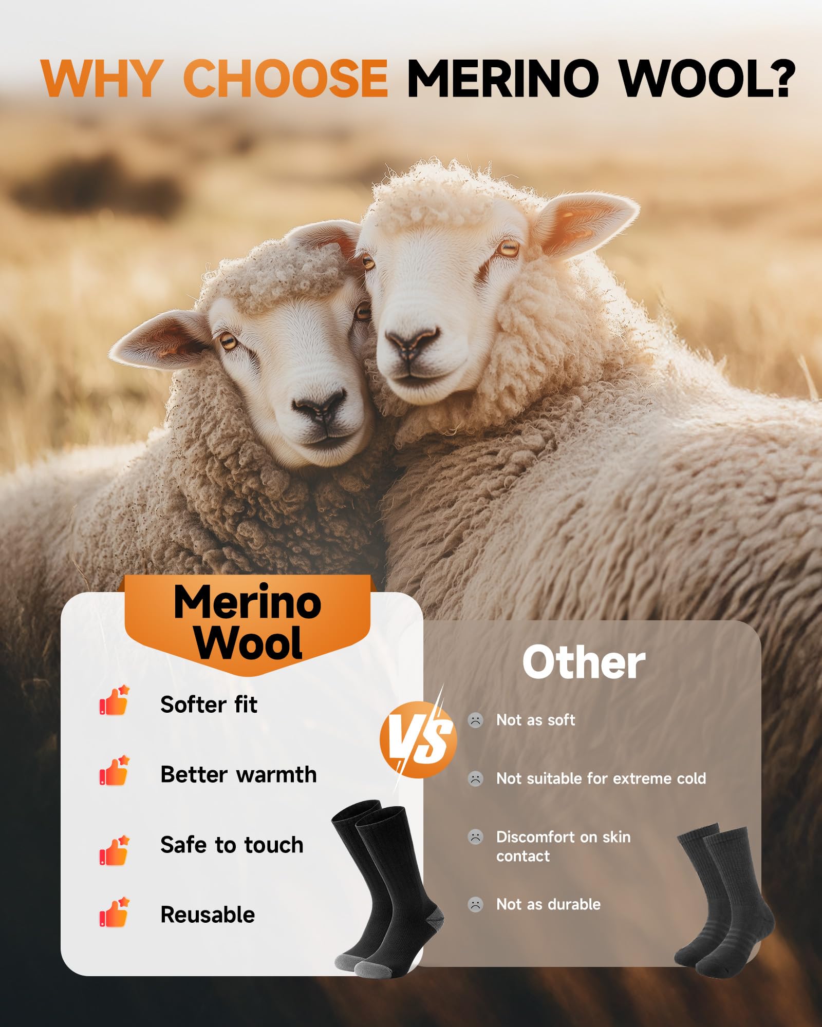 RUIXUE Merino Wool Hiking Crew Socks anti-pilling fabric resists wear after multiple washes
