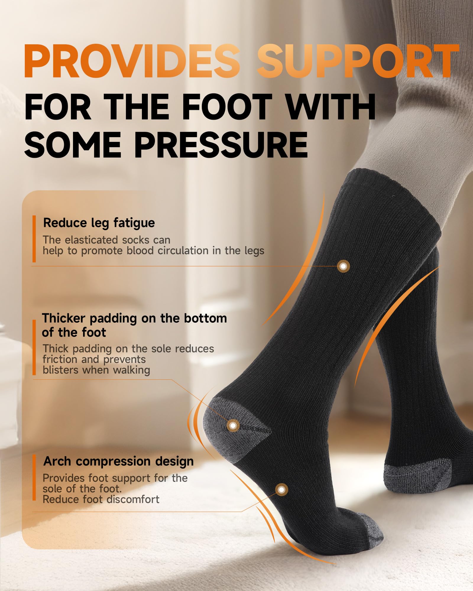 RUIXUE Merino Wool Hiking Crew Socks non-slip reinforced sole providing grip on slick surfaces